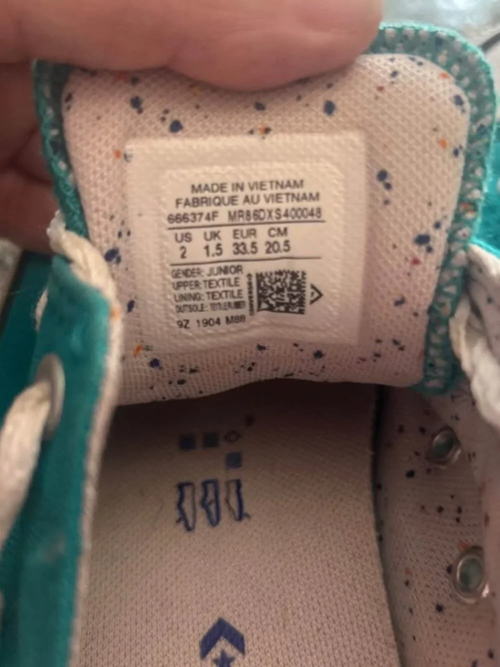 Converse Chuck Taylor All Star Teal Low Top Sneakers Kids size 2